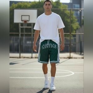 Green and White Men's Shorts